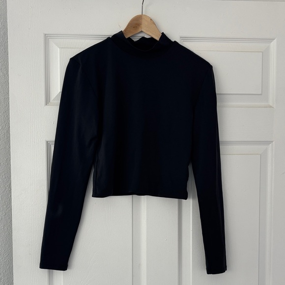 Black Babaton Contour Sleeve Women's Mock Turtleneck - Picture 1 of 3